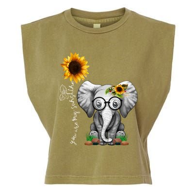 Cute Mama Elephant With Sunflower Gift You Are My Sunshine Gift Garment-Dyed Women's Muscle Tee