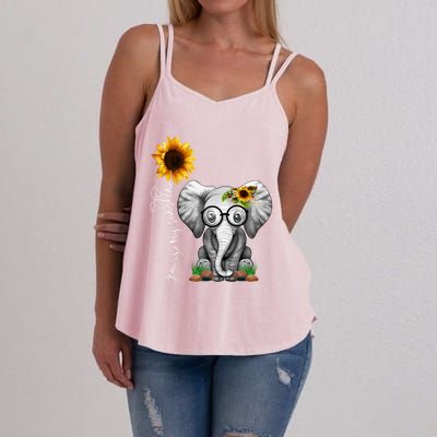 Cute Mama Elephant With Sunflower Gift You Are My Sunshine Gift Women's Strappy Tank