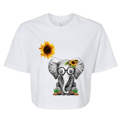 Cute Mama Elephant With Sunflower Gift You Are My Sunshine Gift Bella+Canvas Jersey Crop Tee