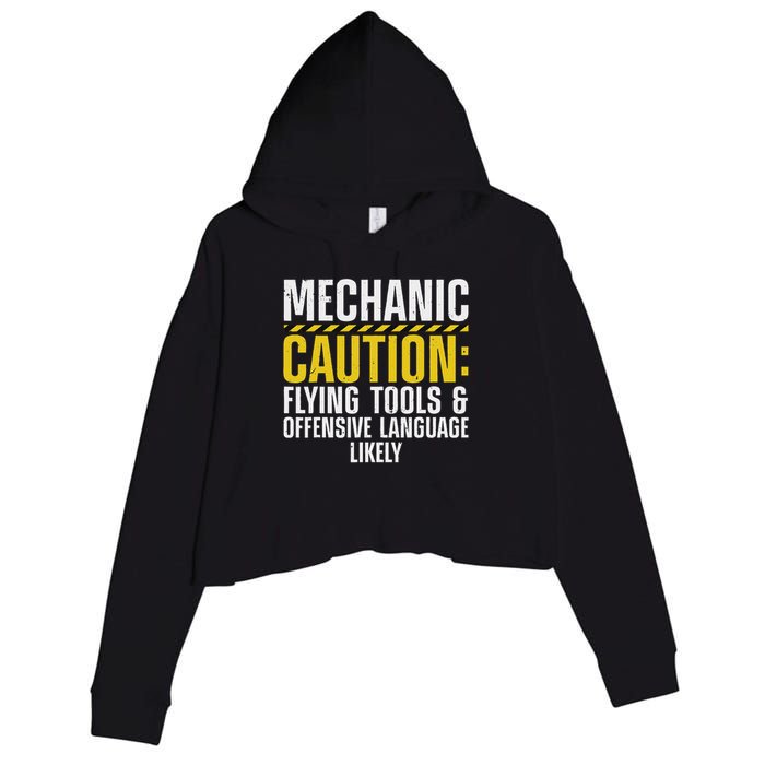 Cool Mechanic For Men Drag Race Automobile Garage Enthusiast Crop Fleece Hoodie