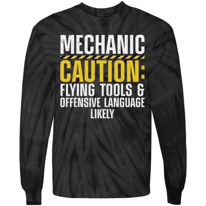 Cool Mechanic For Men Drag Race Automobile Garage Enthusiast Tie-Dye Long Sleeve Shirt