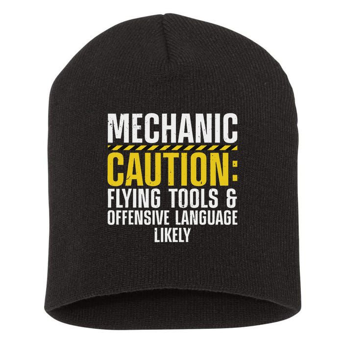 Cool Mechanic For Men Drag Race Automobile Garage Enthusiast Short Acrylic Beanie