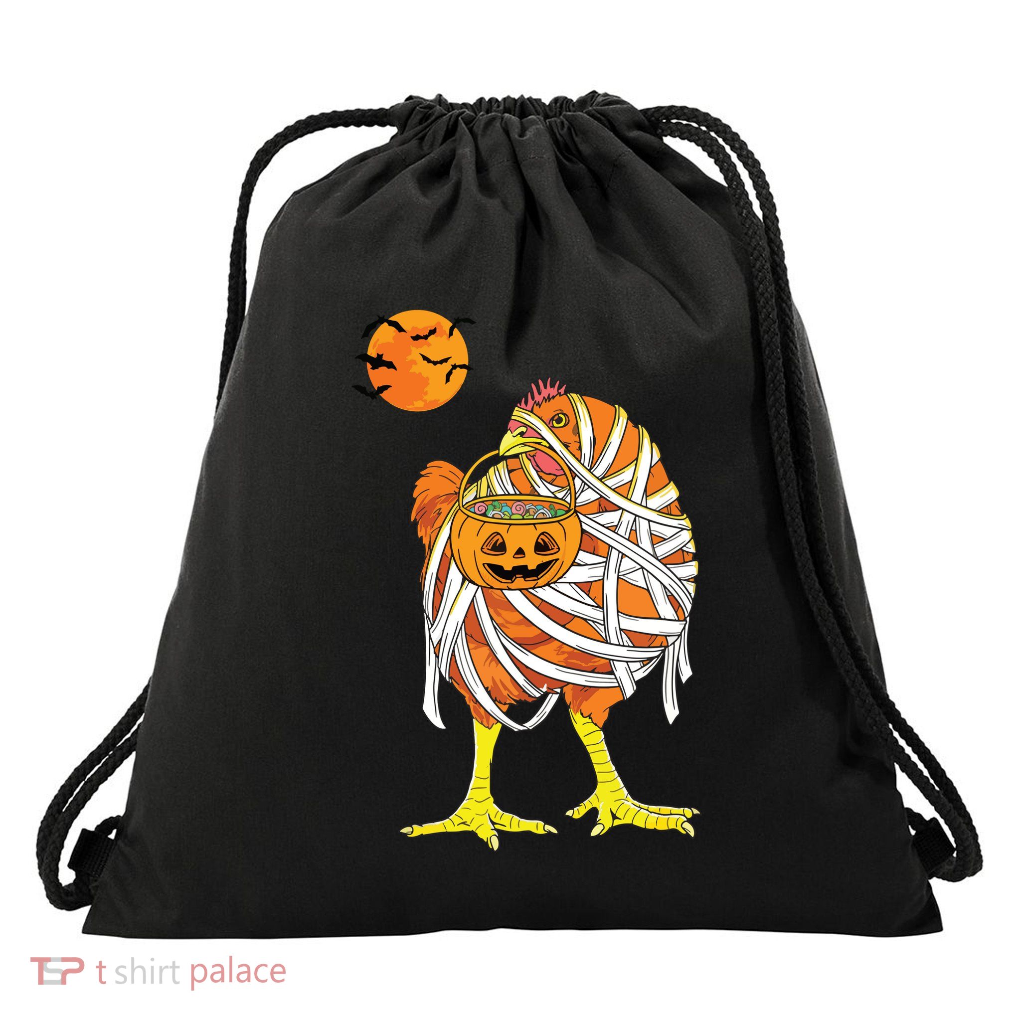 Chicken Mummy Funny Halloween Farmer Drawstring Bag