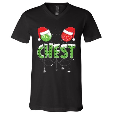 Chestnuts Matching Family Funny Chest Nuts Christmas Couples V-Neck T-Shirt