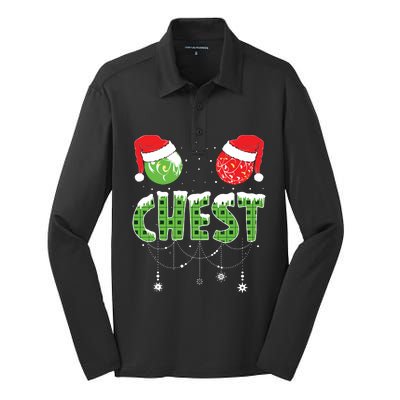 Chestnuts Matching Family Funny Chest Nuts Christmas Couples Silk Touch Performance Long Sleeve Polo