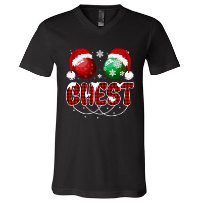 Chestnuts Matching Family Funny Chest Nuts Christmas Couples V-Neck T-Shirt