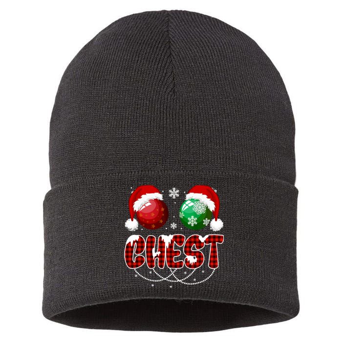 Chestnuts Matching Family Funny Chest Nuts Christmas Couples Sustainable Knit Beanie