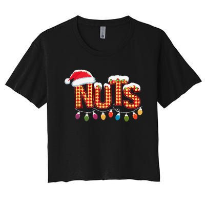 Chestnuts Matching Family Funny Chest Nuts Christmas Couples Women's Crop Top Tee