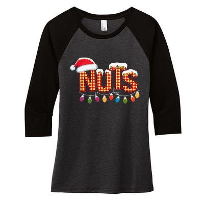 Chestnuts Matching Family Funny Chest Nuts Christmas Couples Women's Tri-Blend 3/4-Sleeve Raglan Shirt