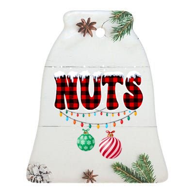 Chestnuts Matching Family Funny Chest Nuts Christmas Couples Ceramic Bell Ornament