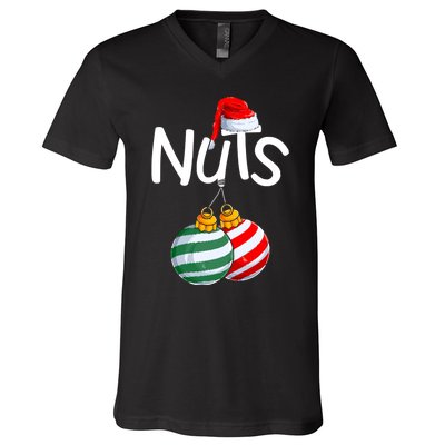 Chestnuts Matching Family Funny Chest Nuts Christmas Couples V-Neck T-Shirt