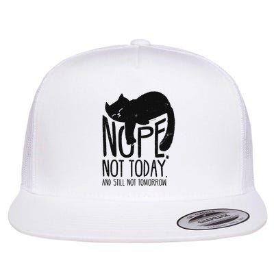 Cat Motive Funny Fun Retro Nope Not Today Flat Bill Trucker Hat