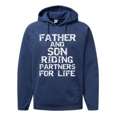 Cycling Matching Father And Son Riding Partners For Life Meaningful Gift Performance Fleece Hoodie