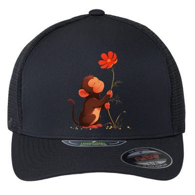 Cute Monkey Flower Adorable Animal Flexfit Unipanel Trucker Cap