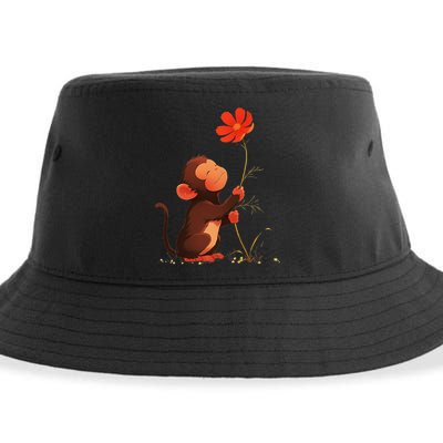 Cute Monkey Flower Adorable Animal Sustainable Bucket Hat