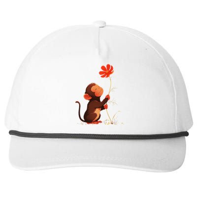 Cute Monkey Flower Adorable Animal Snapback Five-Panel Rope Hat