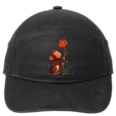 Cute Monkey Flower Adorable Animal 7-Panel Snapback Hat