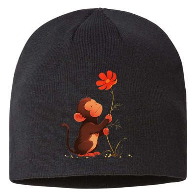 Cute Monkey Flower Adorable Animal Sustainable Beanie