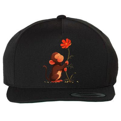 Cute Monkey Flower Adorable Animal Wool Snapback Cap