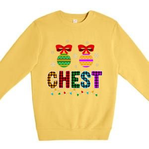 Chestnuts Matching Funny Christmas Couples Chest Nuts Gift Premium Crewneck Sweatshirt