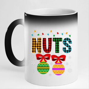 Chestnuts Matching Funny Christmas Couples Chest Nuts 11oz Black Color Changing Mug