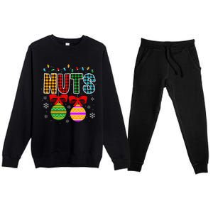 Chestnuts Matching Funny Christmas Couples Chest Nuts Premium Crewneck Sweatsuit Set