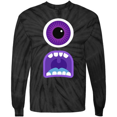 Cute Monster Face Costume Halloween Tie-Dye Long Sleeve Shirt