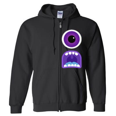 Cute Monster Face Costume Halloween Full Zip Hoodie