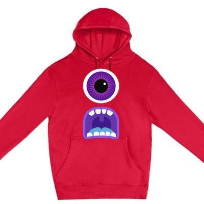 Cute Monster Face Costume Halloween Premium Pullover Hoodie