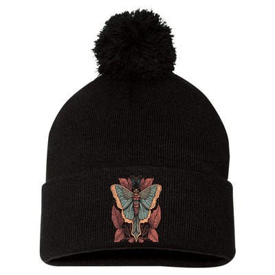 Cottagecore Moth Fairycore Aesthetic Pom Pom 12in Knit Beanie
