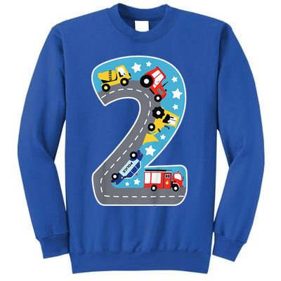 Construction Machines Fire Brigade Police 2nd Birthday Sweatshirt