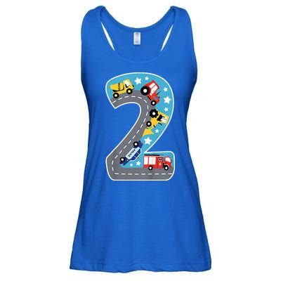 Construction Machines Fire Brigade Police 2nd Birthday Ladies Essential Flowy Tank