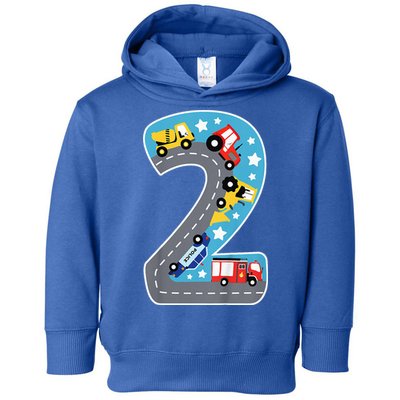 Construction Machines Fire Brigade Police 2nd Birthday Toddler Hoodie