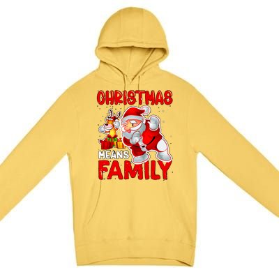 Christmas Means Family Santa Reindeer Premium Pullover Hoodie