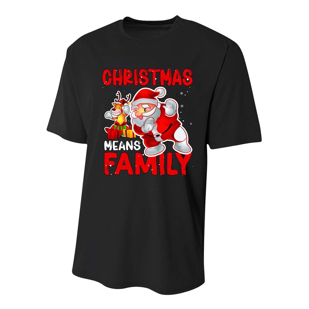 Christmas Means Family Santa Reindeer Youth Performance Sprint T-Shirt