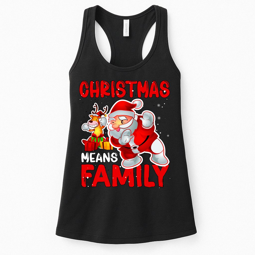 Christmas Means Family Santa Reindeer Womens Tank Top