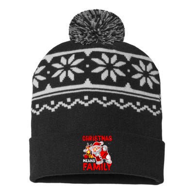 Christmas Means Family Santa Reindeer USA-Made Snowflake Beanie