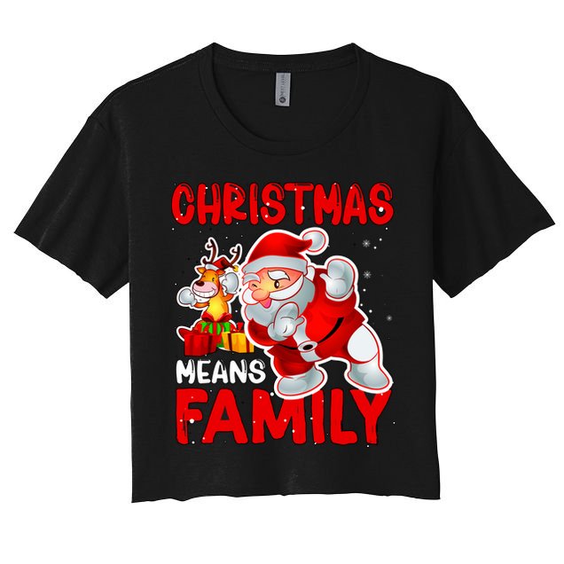 Christmas Means Family Santa Reindeer Crop Top