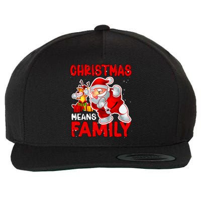 Christmas Means Family Santa Reindeer Wool Snapback Cap