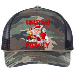 Christmas Means Family Santa Reindeer Retro Rope Trucker Hat Cap