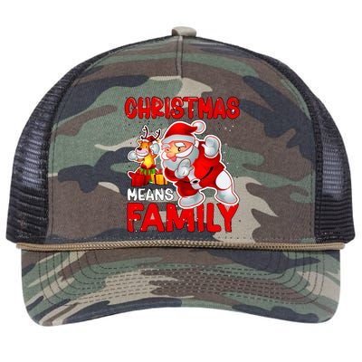 Christmas Means Family Santa Reindeer Retro Rope Trucker Hat Cap