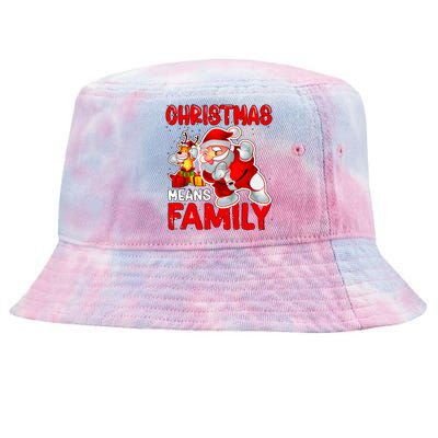 Christmas Means Family Santa Reindeer Tie-Dyed Bucket Hat