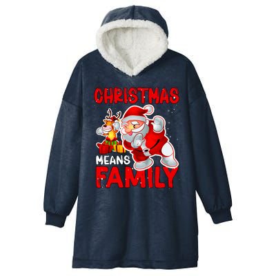 Christmas Means Family Santa Reindeer Hooded Wearable Blanket