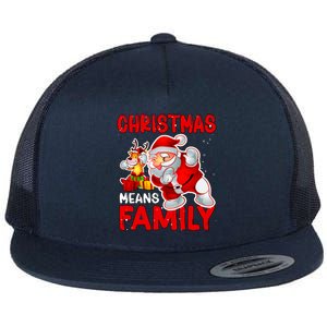 Christmas Means Family Santa Reindeer Flat Bill Trucker Hat