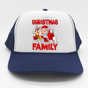 Christmas Means Family Santa Reindeer Trucker Hat