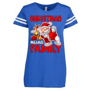 Christmas Means Family Santa Reindeer Enza Ladies Jersey Football T-Shirt