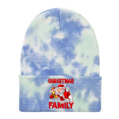 Christmas Means Family Santa Reindeer Tie Dye 12in Knit Beanie