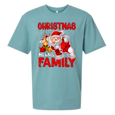 Christmas Means Family Santa Reindeer Sueded Cloud Jersey T-Shirt