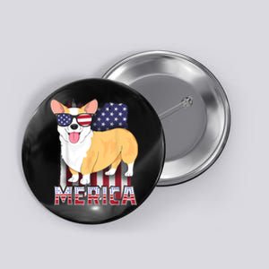 Corgi Merica For Kids Boy USA Flag 4th Of July Dog Button