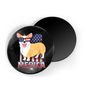 Corgi Merica For Kids Boy USA Flag 4th Of July Dog Magnet